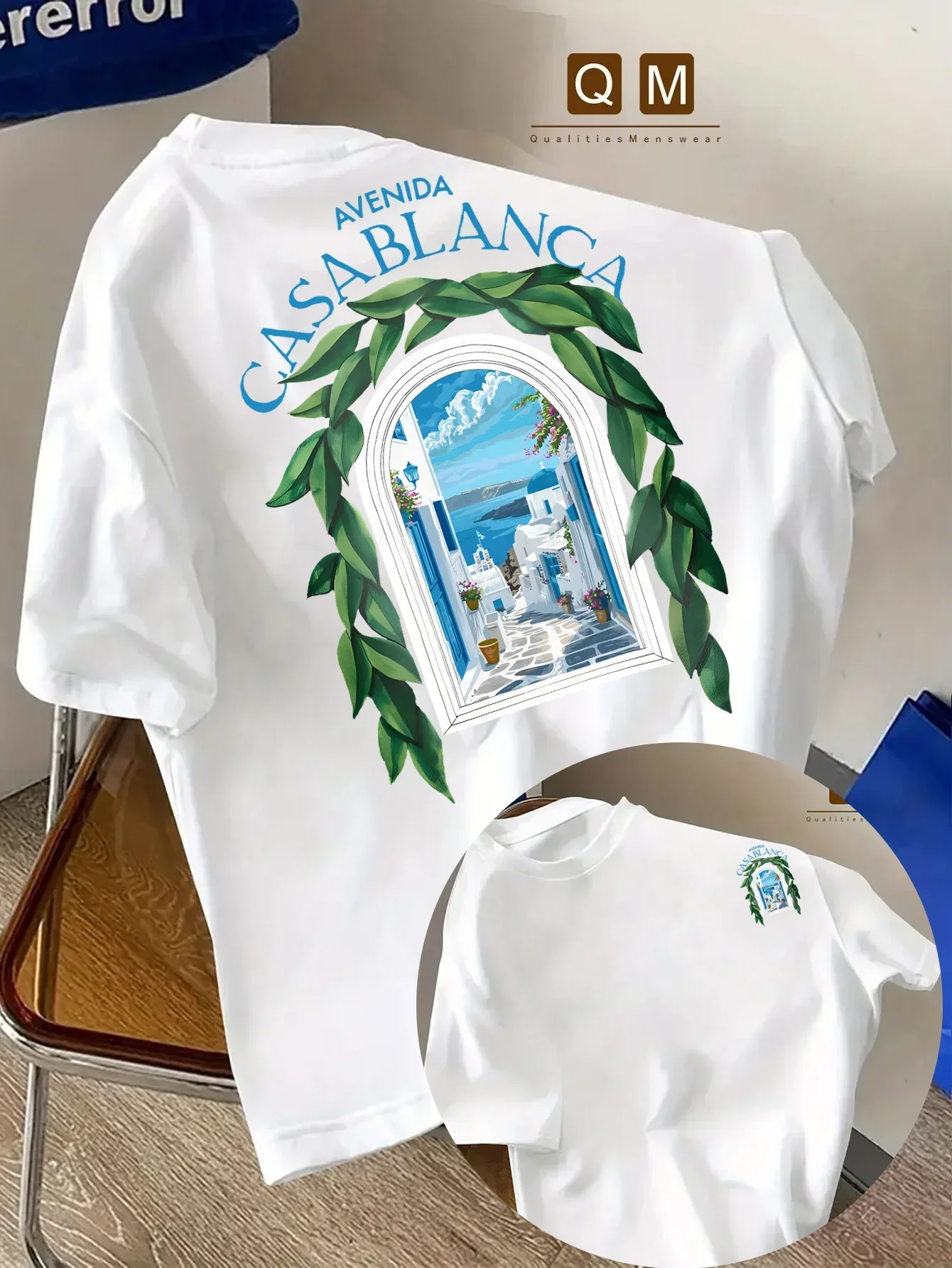 تي شيرت رجالي برسومات معمارية المغرب - تي شيرت خفيف الوزن وجيد التهوية، قميص كاجوال صيفي للسفر والترفيه #1