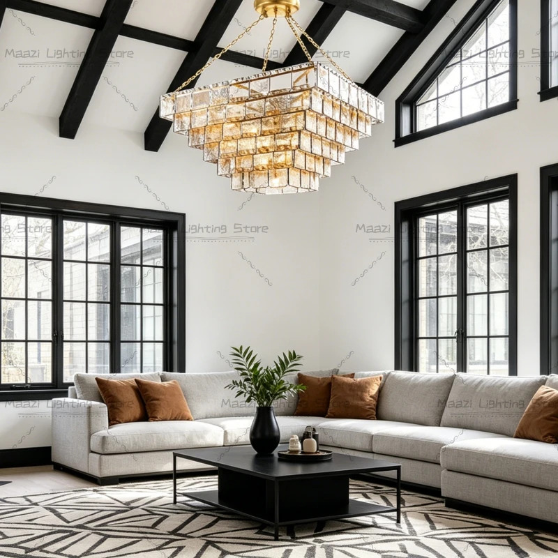 Nordic Amber Texture Clear Glass  Chandelier Classy Home Applicant Led E14 Dimmbale Lamp Suspension For Living Room
