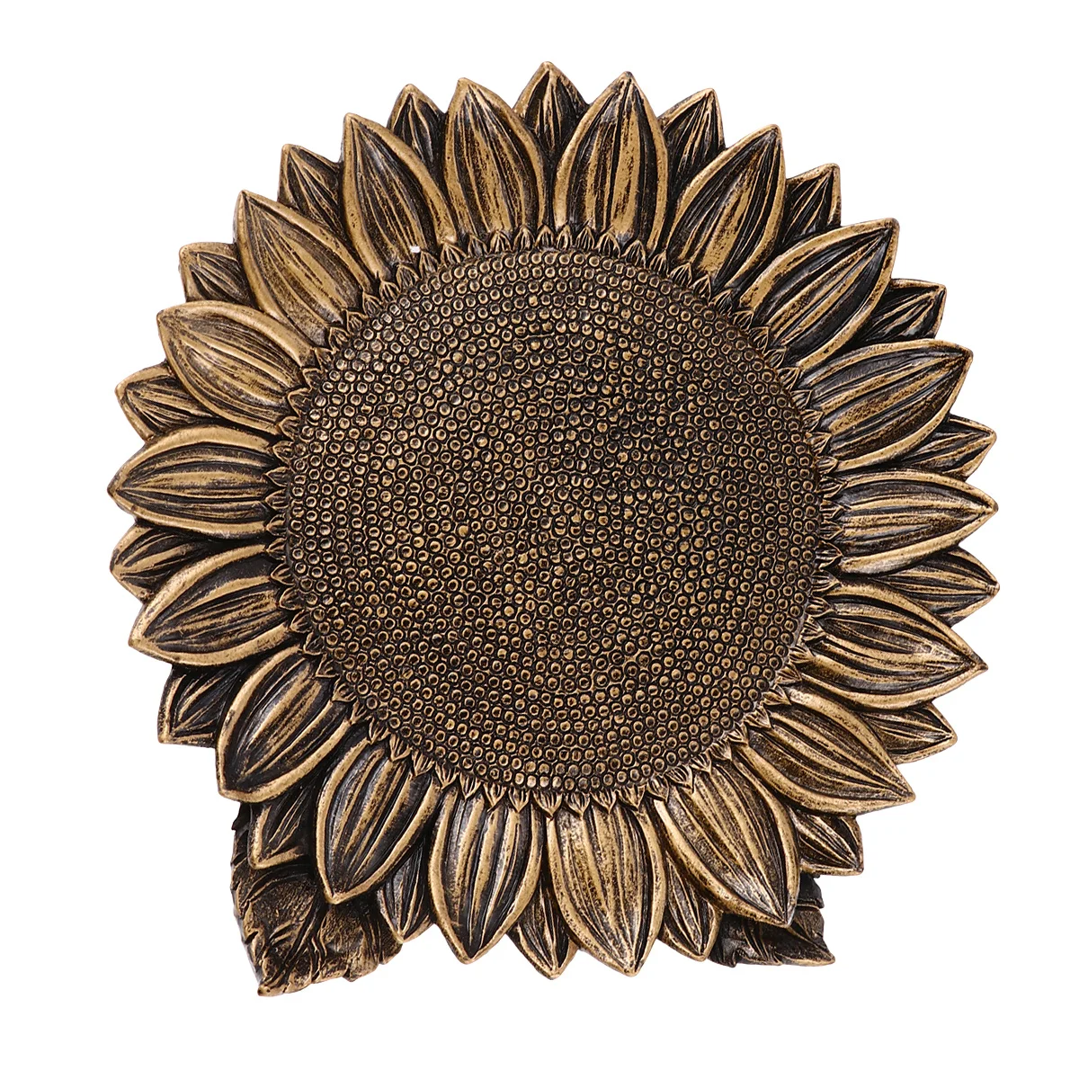 

Resin Fruit Plate Bronze Sunflower Plant Pattern Decorative Snack Tray Storage Dish Serving Plate for Desserts Jewelry