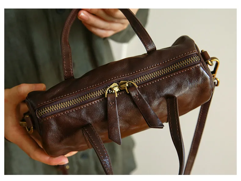 PNDME modische, lässige, handgefertigte Damenhandtasche aus erster Schicht Leder, schlichte, Vintage-Optik, echtes Leder, niedliche Mini-Umhängetasche für Damen – Detail 12