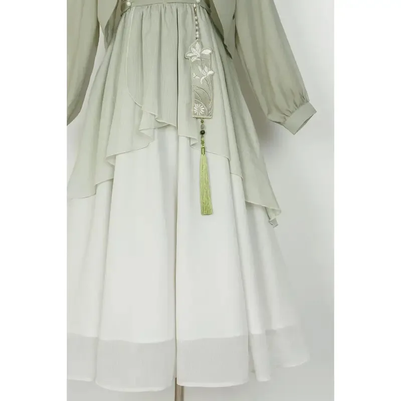 Cy [مجموعة الأوركيد] تحسين النمط الصيني هان عنصر طول الصدر Hanfu أعلى الرافعة مجموعة فستان بكم طويل Hanfu لوليتا الرأس