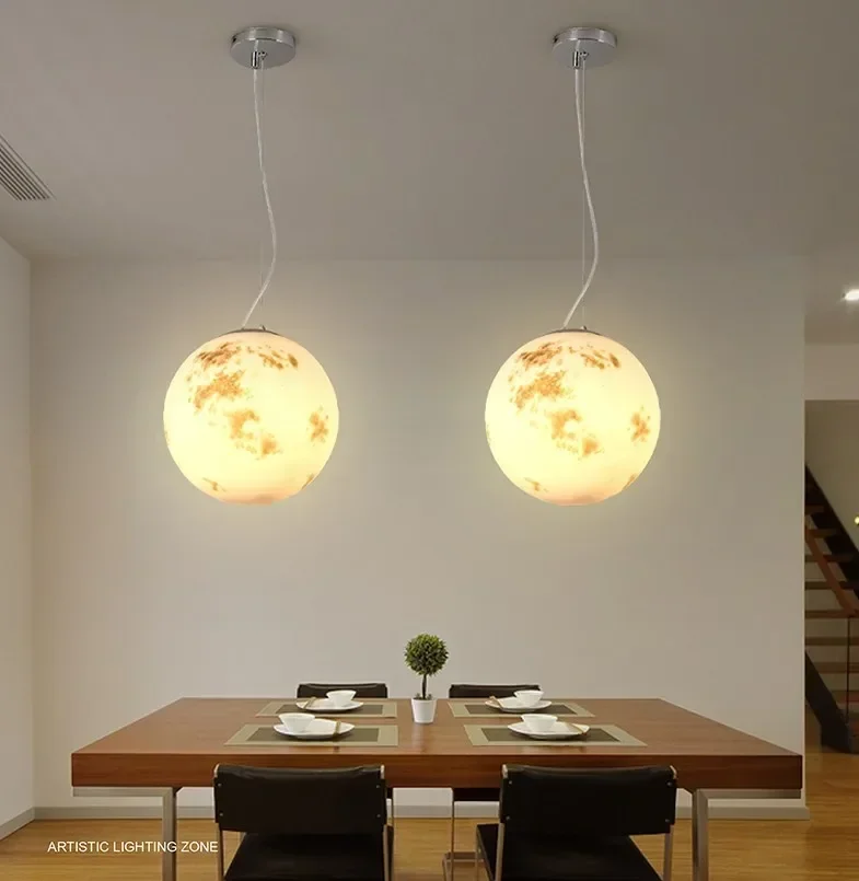 Imagem -04 - Nordic Modern Criativo Full Moon Chandelier Led Pendant Light Decoração para Casa Lâmpadas Retro Personality Art Ball