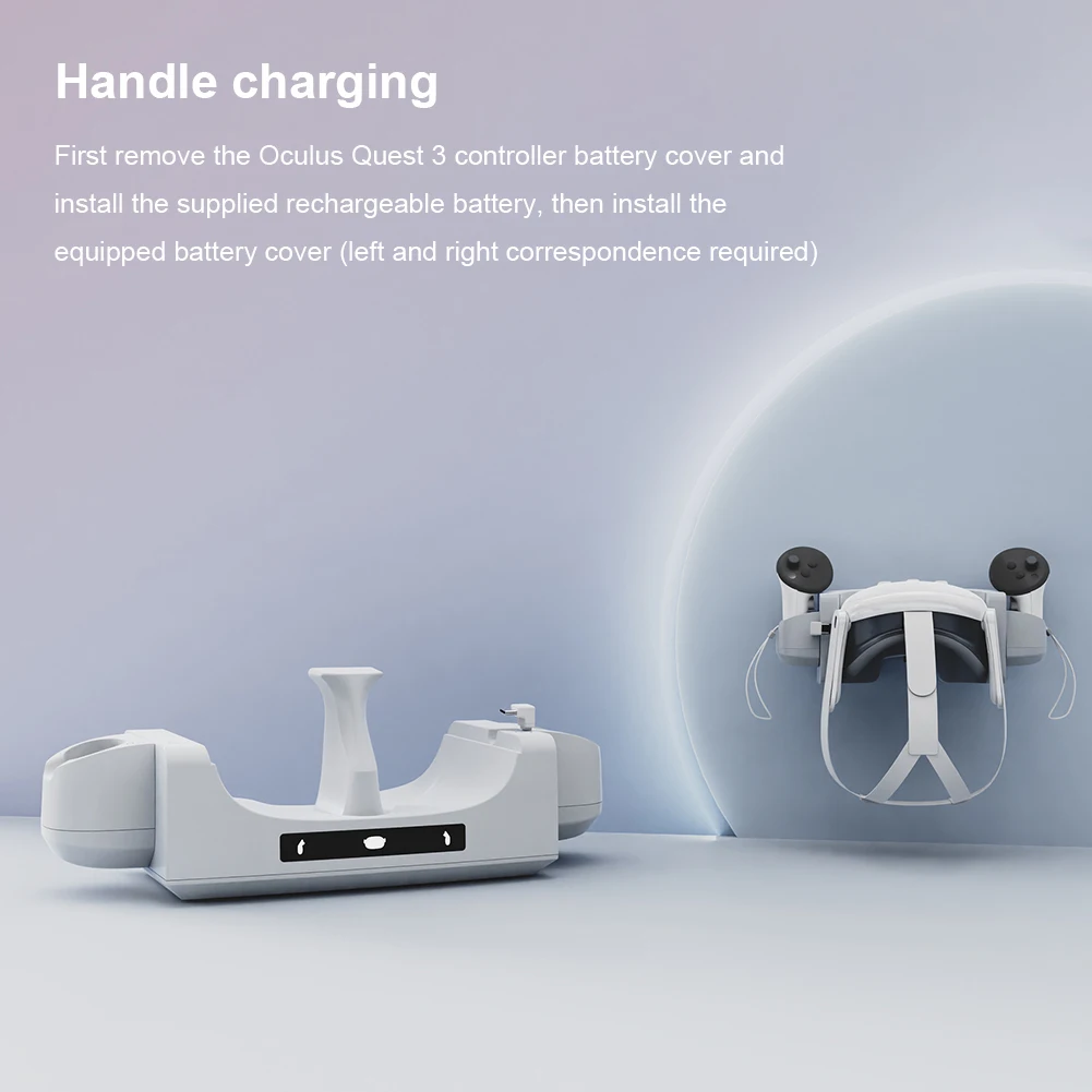 

VR Charger Station Charge Controllers Headset Simultaneously Charger Accessories Anti-Slip With Indicator Light for Meta Quest 3