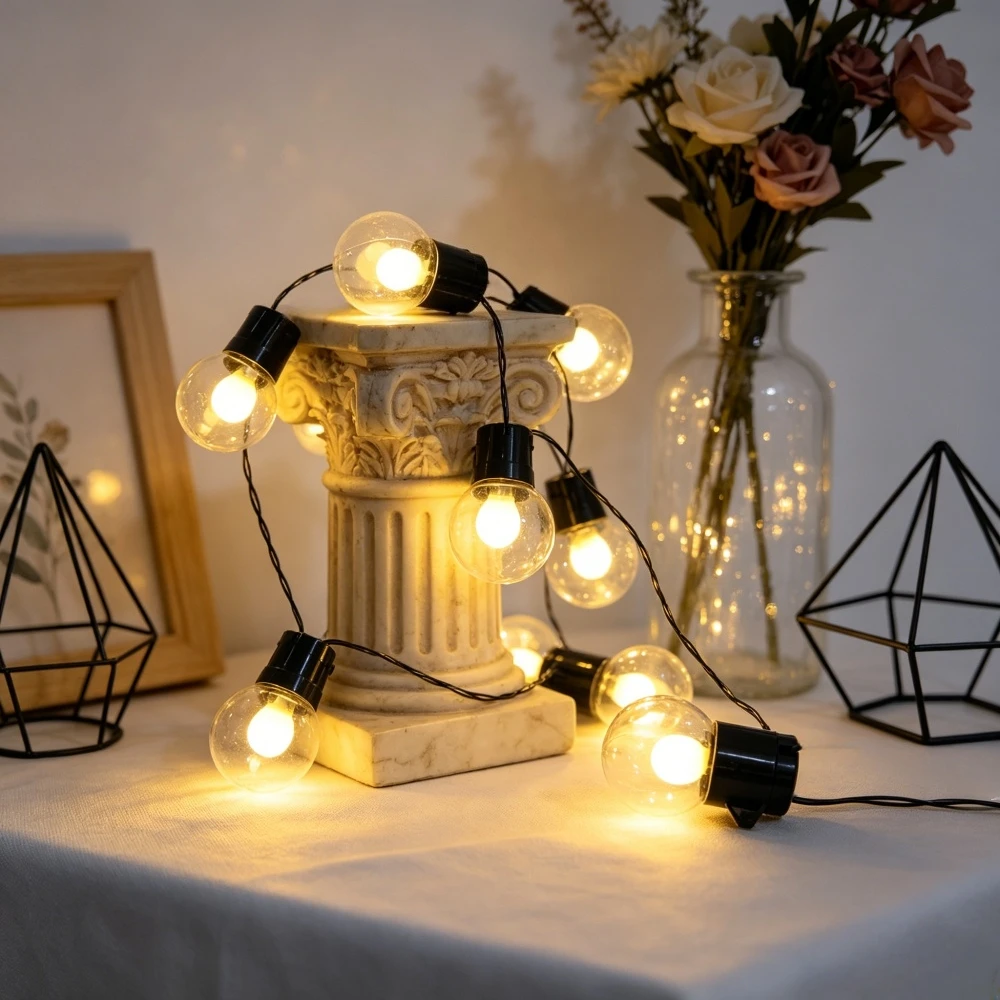 10/20LED Solar Vintage G40 Bulb Outdoor String Lights, LED Waterproof Patio Lights, for Camping Wedding Party Garden Decor
