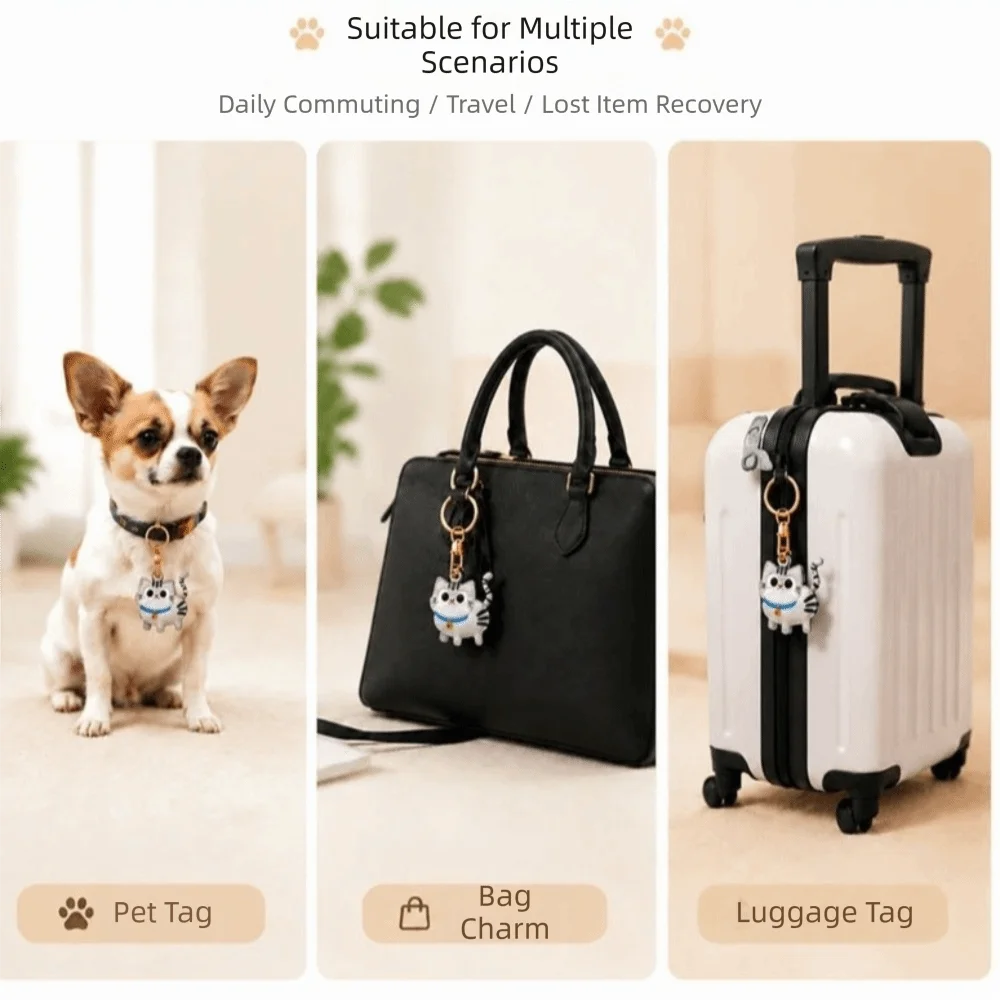 Key Ring Leather Material Kitty Access Card Cover Cute Anti-lost ID Card Holder Cat Design Bag Pendant Cat Keychain Boy