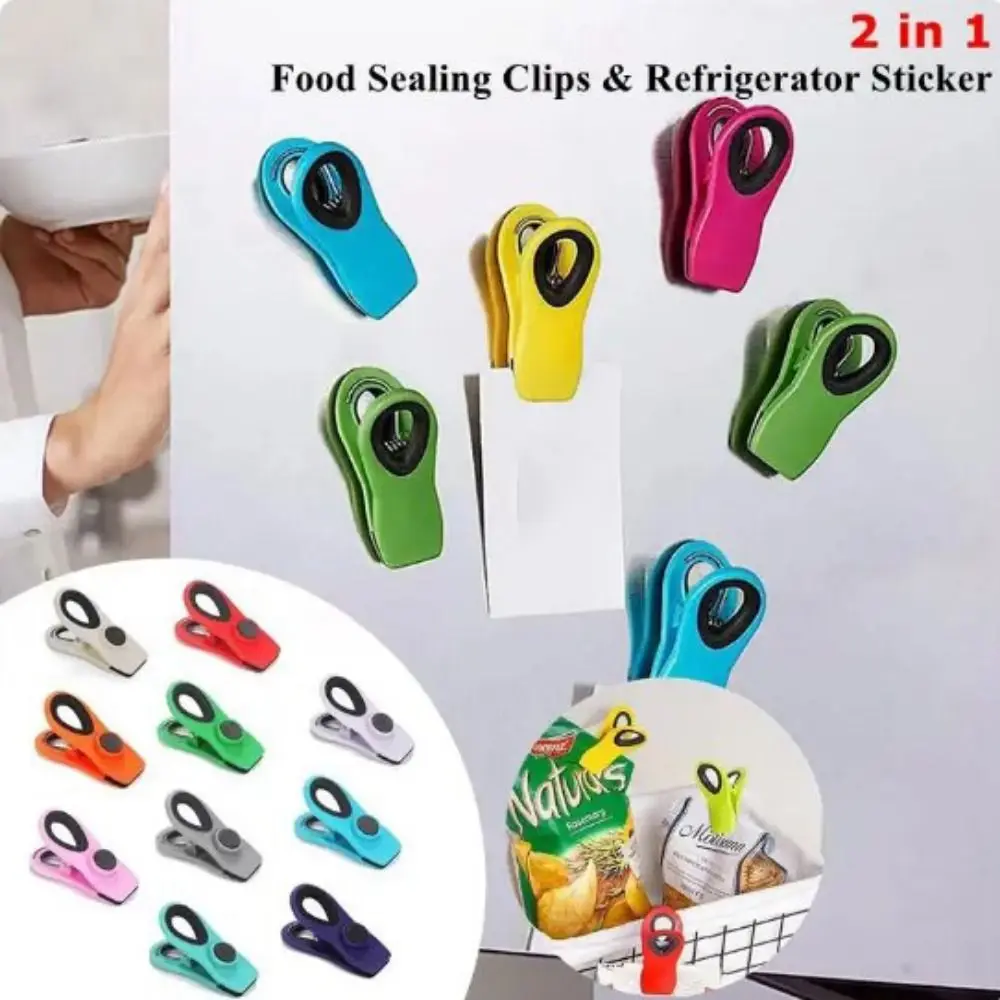 

Moisture-proof Refrigerator Magnetic Clip Food Grade Non-slip Memo Note Magnet Clip Strong Magnet Food Sealing Clip
