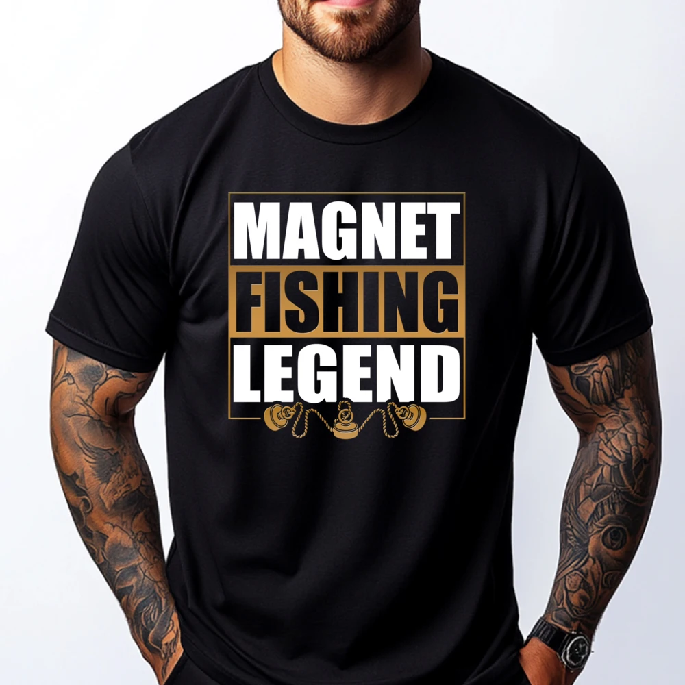 

Magnet Fishing Legend Treasure Hunt Metal Fishing Black T Shirt Men's Clothing Normal Brand T Shirt Man Clothes Vaporwave