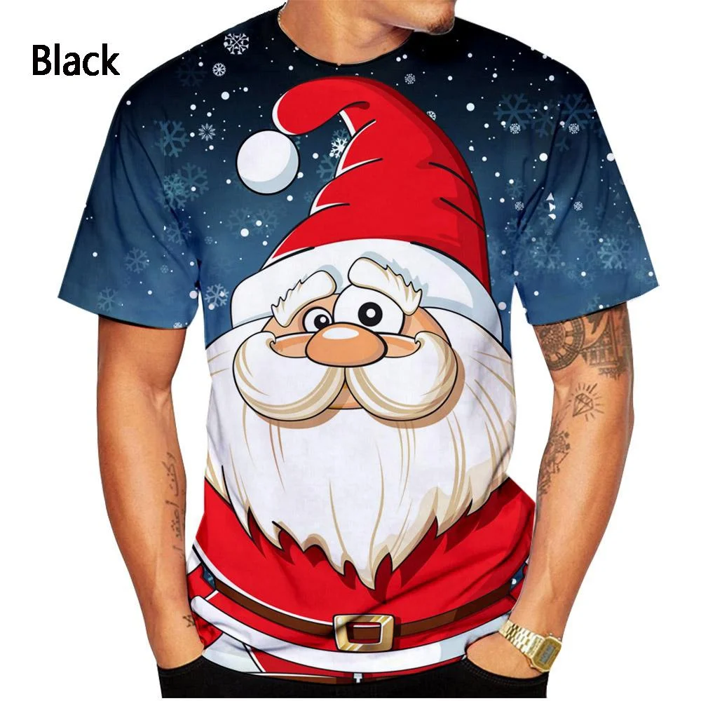 3D Printed T-shirts Christmas Eve Christmas T-shirts Men and Women Summer Casual Short Sleeved Santa Shirt Tops