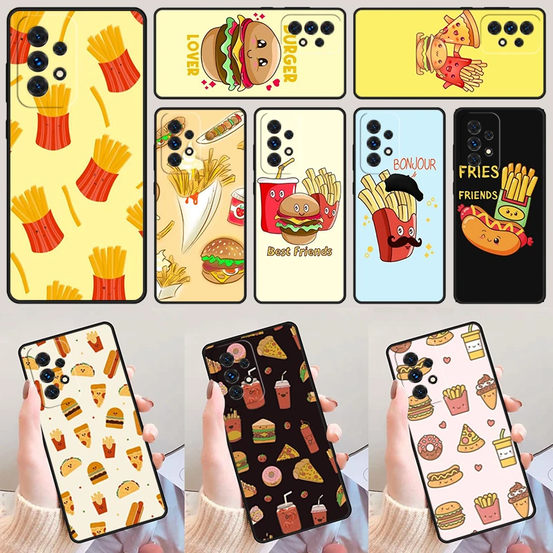 

French Fries Burger Pizza For Samsung Galaxy A52 A72 A73 A20e A21S A50 A70 A11 A12 A42 A31 A40 A51 A71 A32 A80 A91 Phone Case