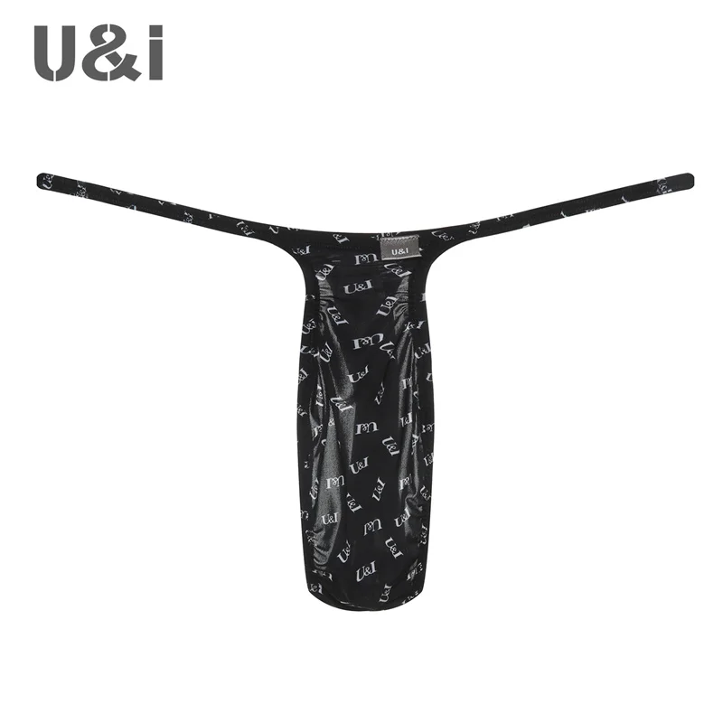 U&I Sexy Thong Men's Thin Slightly Transparent Nylon Low-Waisted One-Piece Bagless Fashion Pattern T Underwear