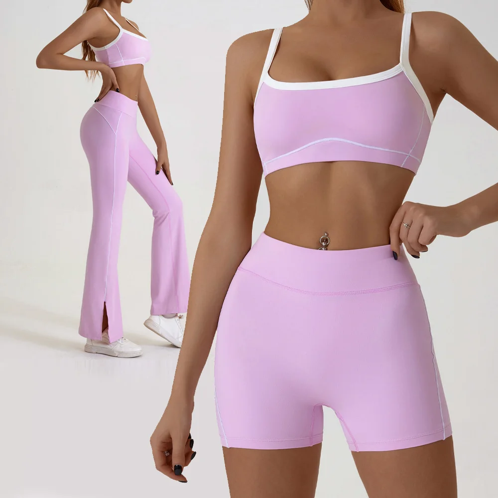 

Yoga Set 2pcs High Waist Flare Split Leggings Outfit Fitness Yoga Shorts Set Gym Clothing Women Tracksuits Workout Sportswear