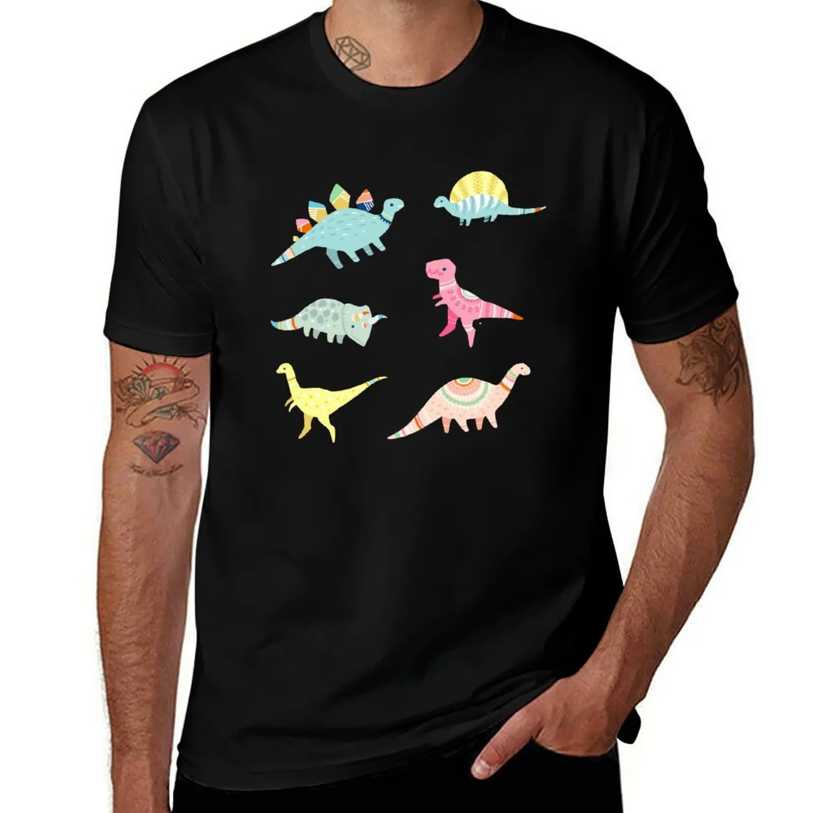 

Dinosaur Pattern T-Shirt valentines clothes anime clothes oversized graphic tee man t shirt t shirt for men