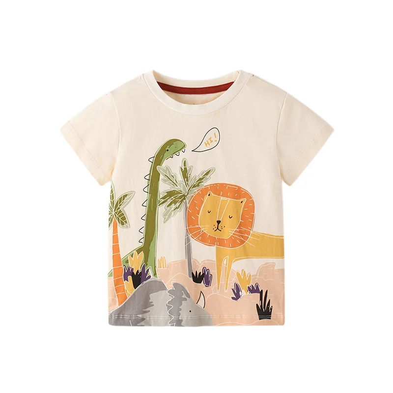 

New Style Lion Printed 3-8T Animals Summer Boys Girls Tshirt Short Sleeve Baby Clothes Cute Toddler Shirts Children's Tees
