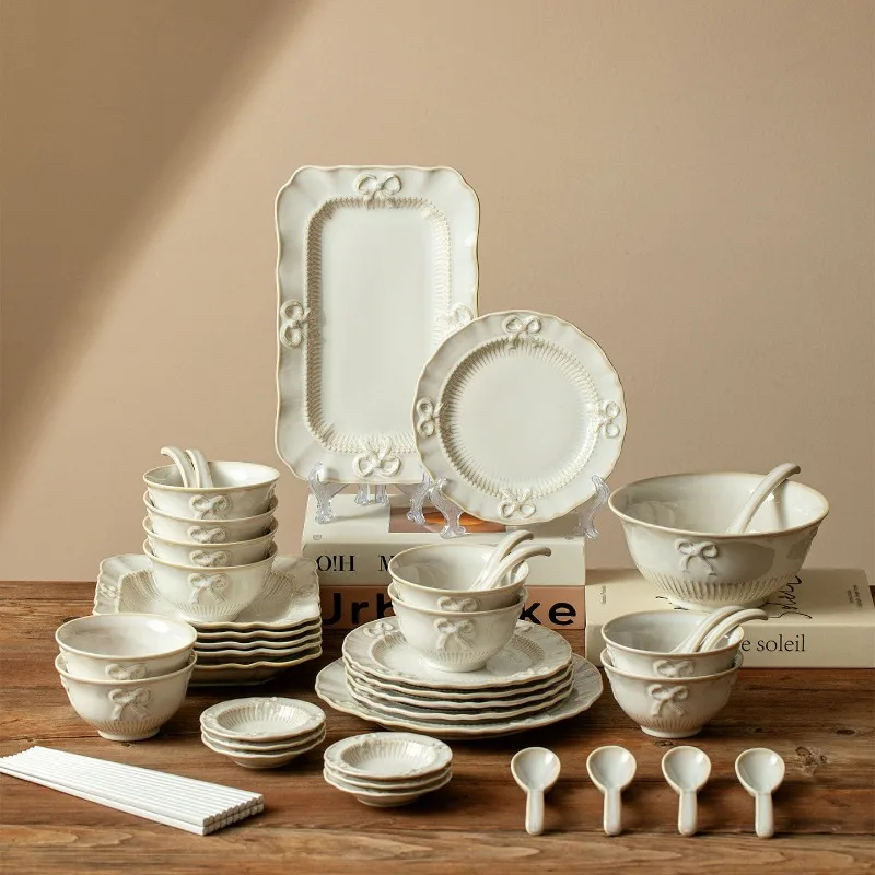 Modern Full Set Dinner Sets Friendly Aesthetic Luxury Ceramic Dinnerware Sets Kitchen Italian Vajilla Porcelana Dinner Set