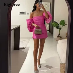 Eightree Simple Pink Cocktail Party Dresses Strapless Sexy Short Evening Dresses Off Shoulder Night Special Occasions Customized