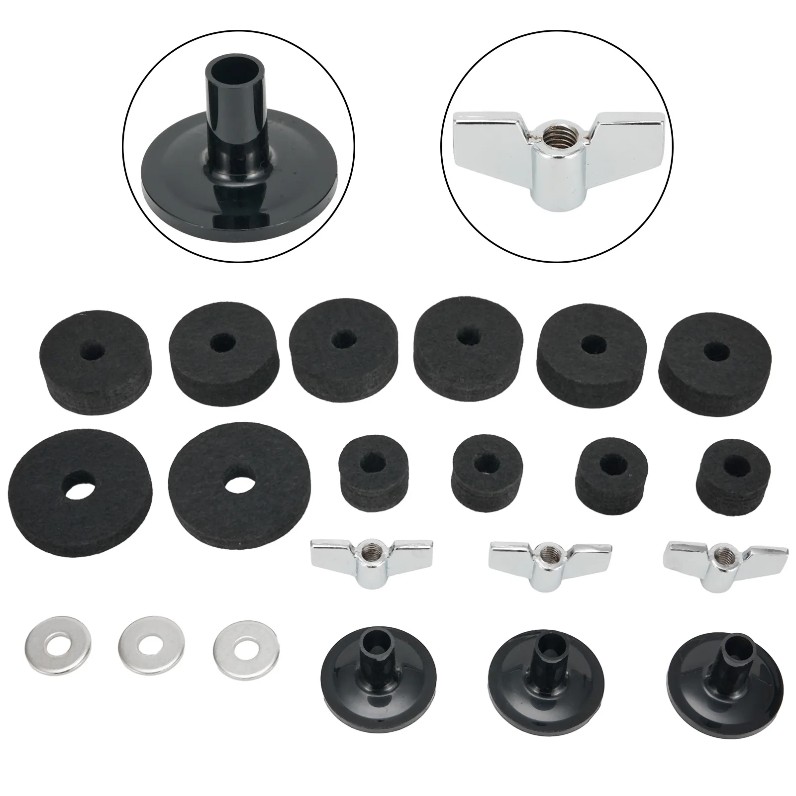 18 Pcs Drum Stand Felt Washers Kits Hot Sale Replacement Drums Felt Set Drum Stand Felt Cymbal Sleeve Percussion Part Accessory