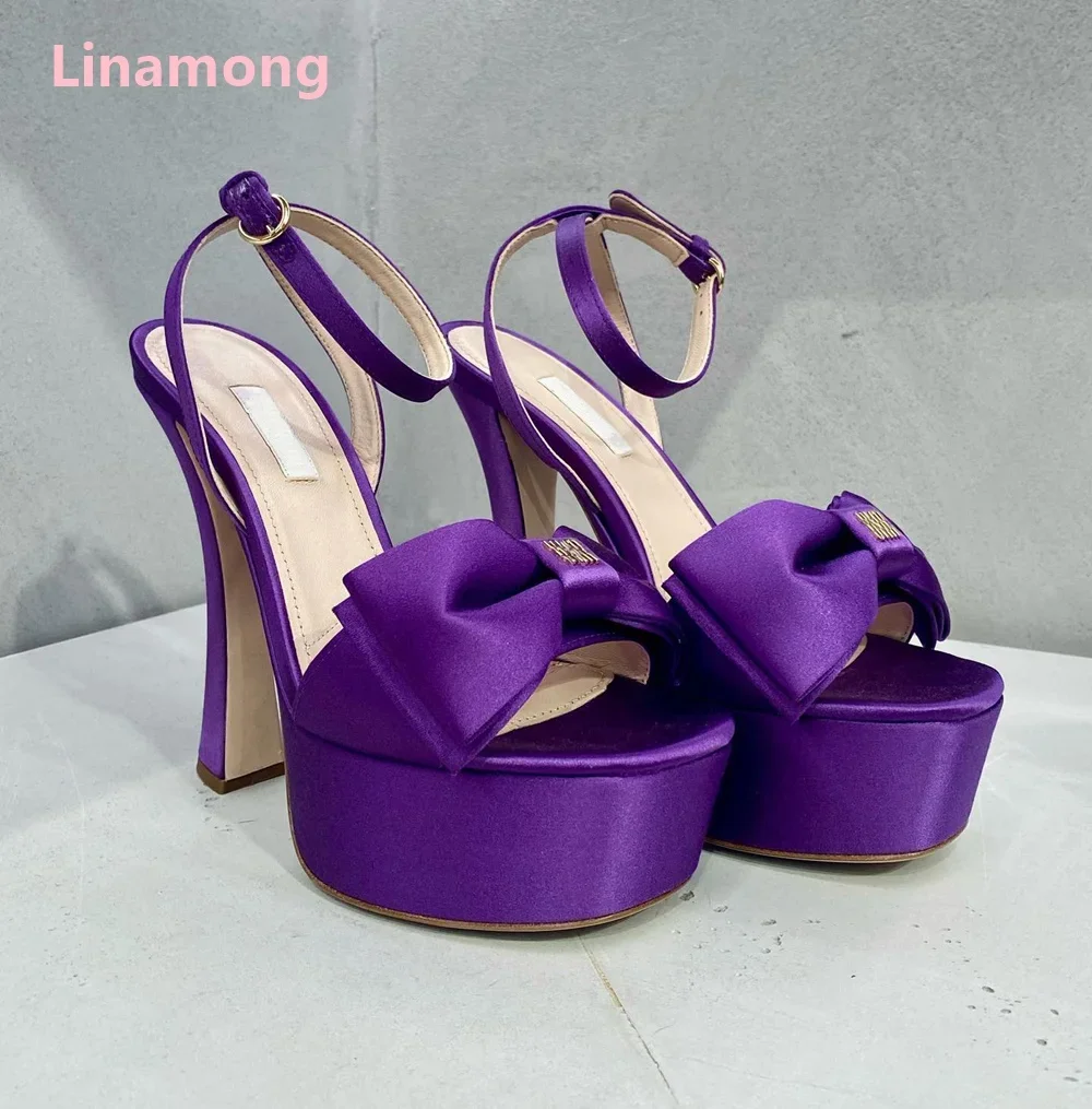 

Slik Butterfly-knot Platform Fashion Sandals For Female Women Round Toe Luxury Elegant Design Ankle Buckle Strap Sexy Shoes