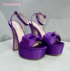 Slik Butterfly-knot Platform Fashion Sandals For Female Women Round Toe Luxury Elegant Design Ankle Buckle Strap Sexy Shoes