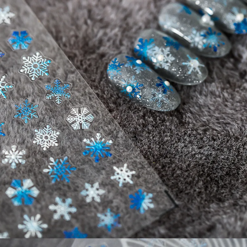 Adesivos de arte de unhas de floco de neve de inverno fáceis DIY decalques de manicure de férias para unhas elegantes