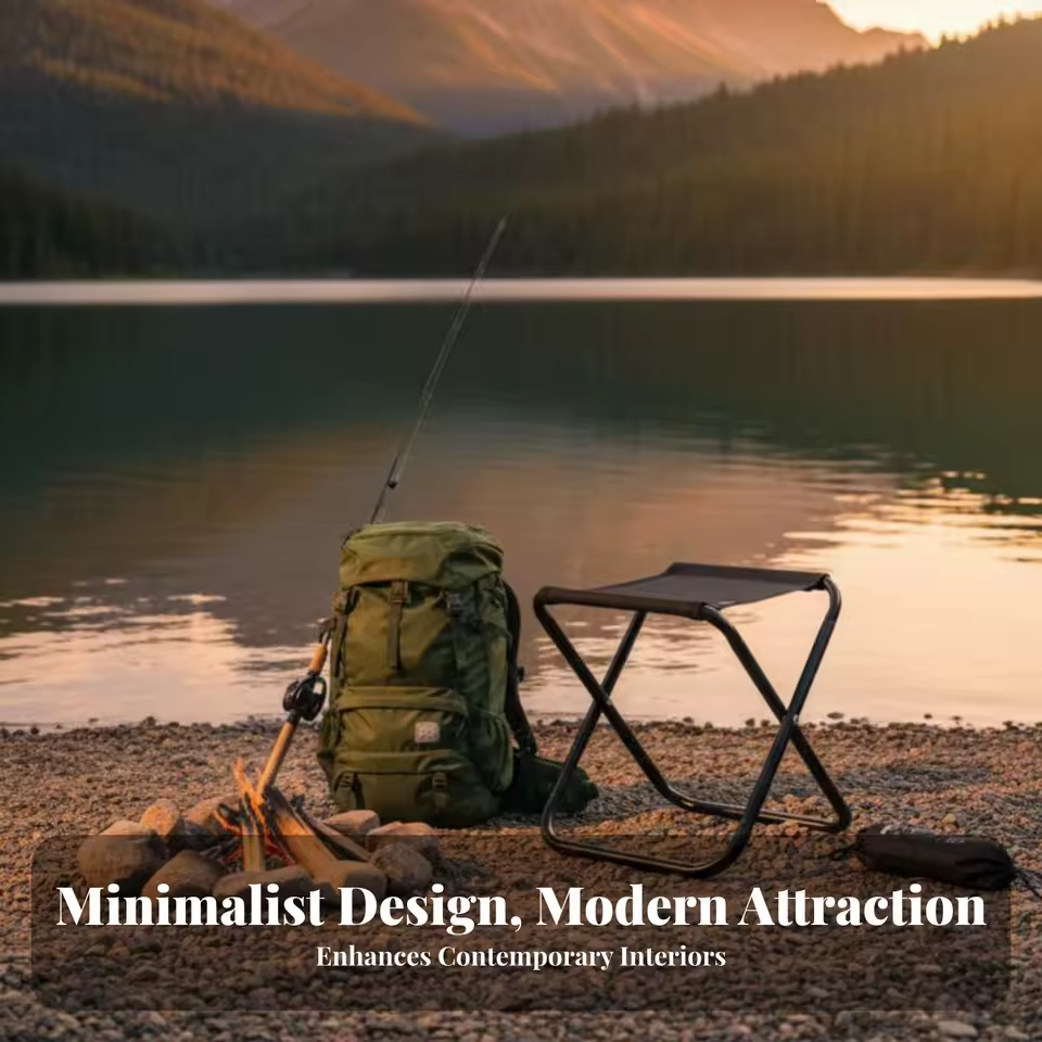 Unfolded Travel Portable Chair standing on a rocky hiking trail.