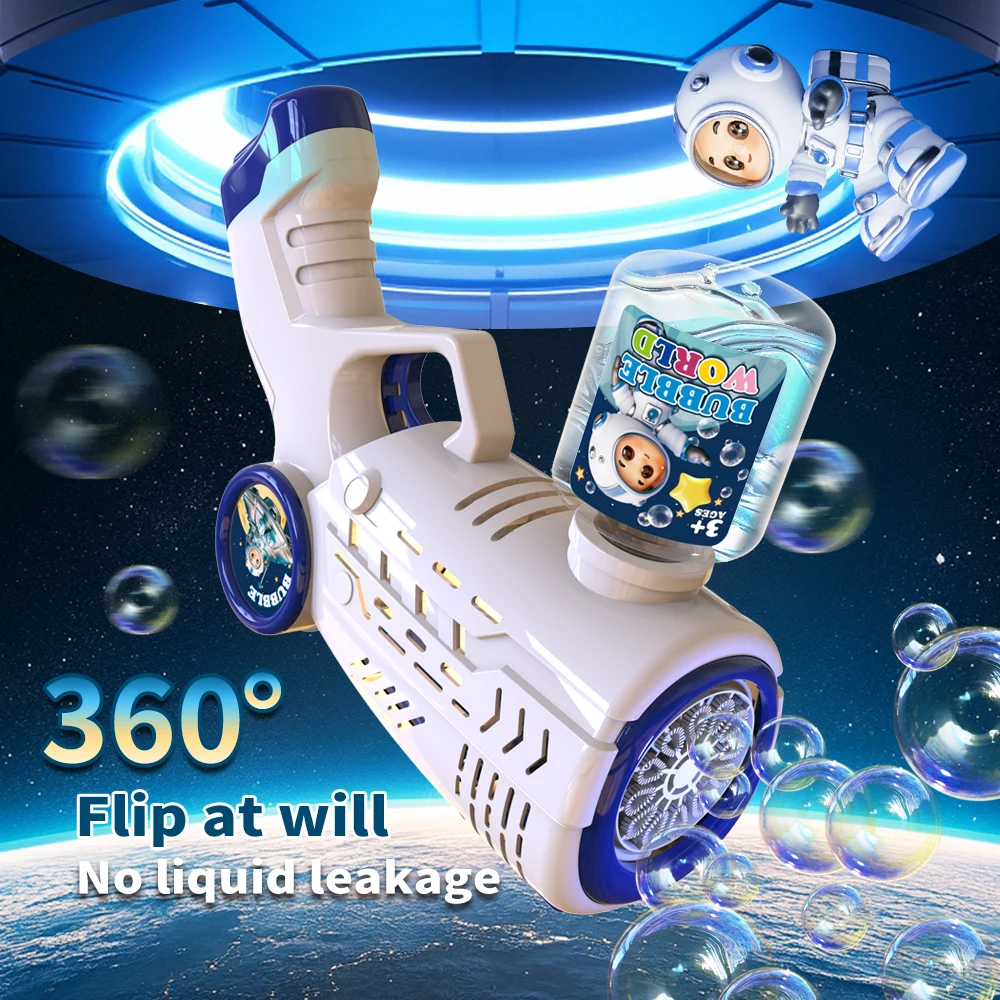 Space Astronaut 1 LED 光る 10 穴電気ギャラクシー バブル ガン、ランダムな色、ハンドヘルド、プラスチック、レッド/バーガンディ/ネイビー、液体-fr