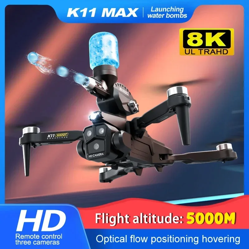 K11Max Drone with Water Bombs Professional Aerial Photography Aircraft 8K Three Camera Obstacle Avoidance Foldable Quadcopter