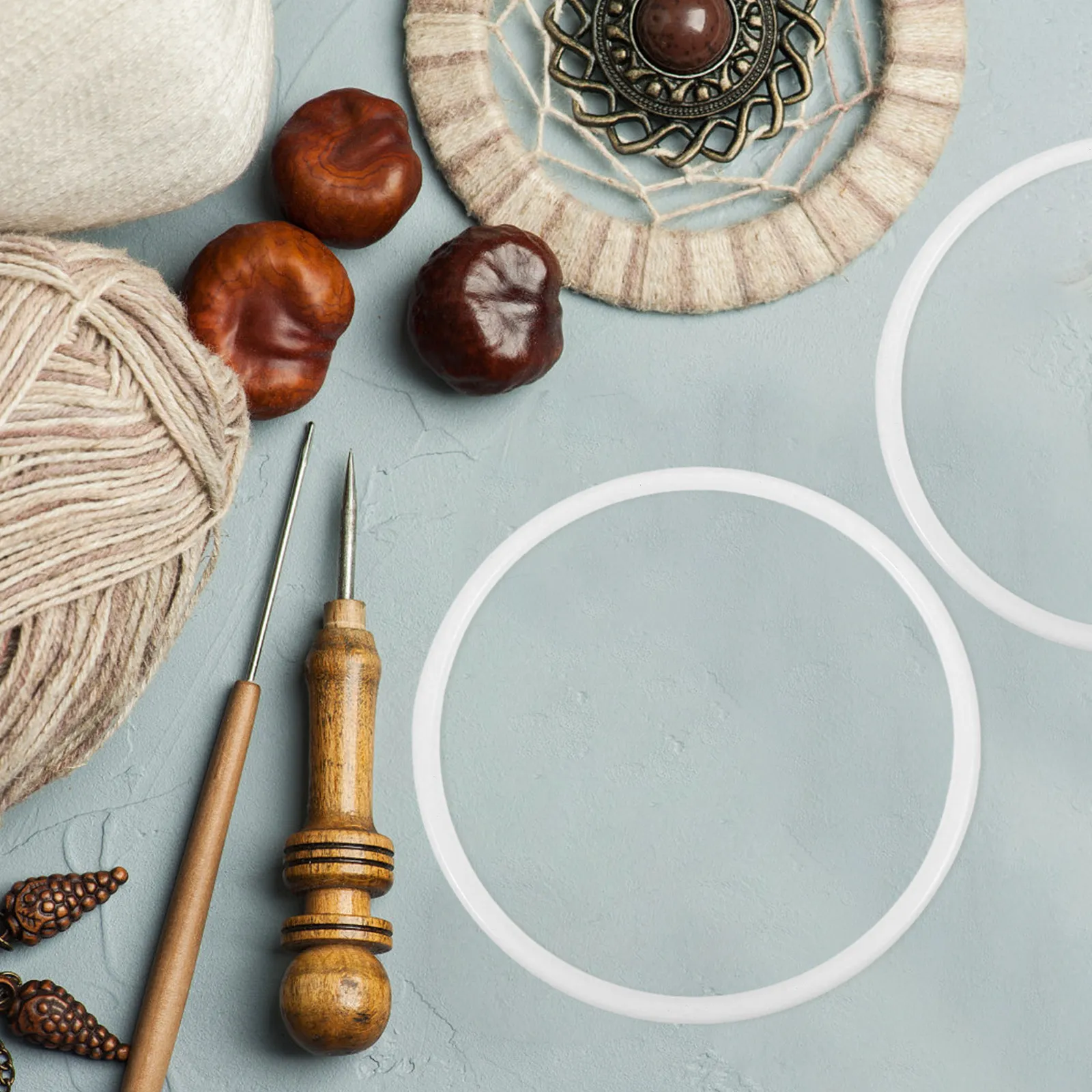 20Pcs Dreamcatcher Ring Plastic Circles 13Cm White Round Hoops DIY Material for Craft Projects Mandalas Macrame Hoop Shaped