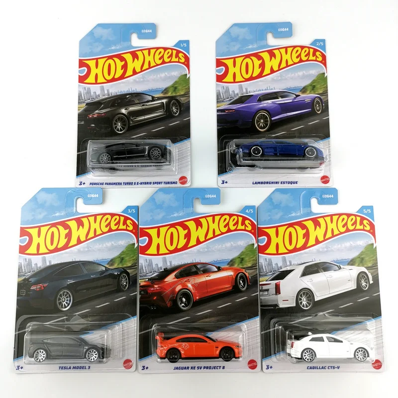 Hot Wheels 1/64 TESLA MODEL 3 Lamborghini ESTOQUE JAGUAR Porsche PANAMERA TURBO S Collection Model Die-cast Car Toy Vehicles