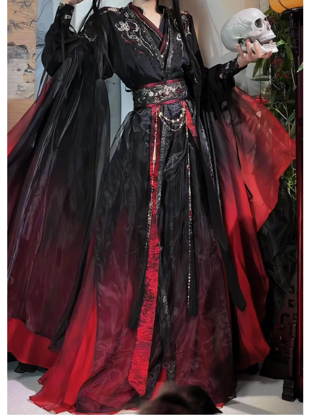 Black Red Hanfu Martial Arts Cosplay Outfit for Men And Women Suitable for Comic Con Performances Traditional Chinese Style