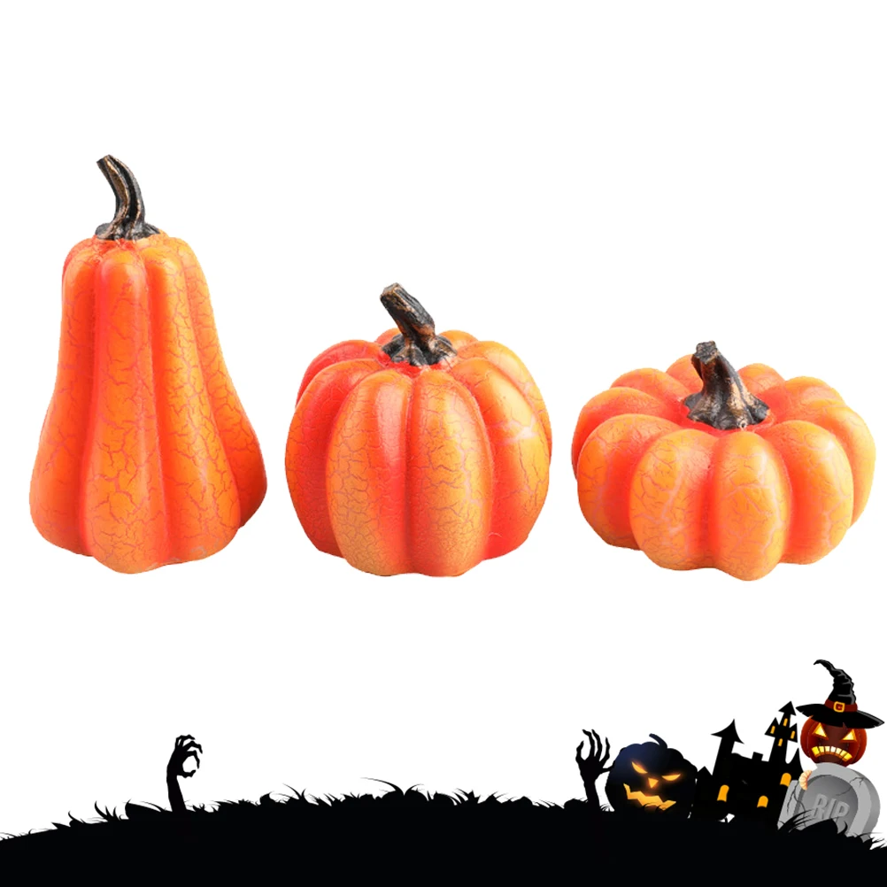 

3pcs Pumpkin Lantern Halloween Orange Light Decoration Prop Resin Pumpkin Decoration Prop LED Operated