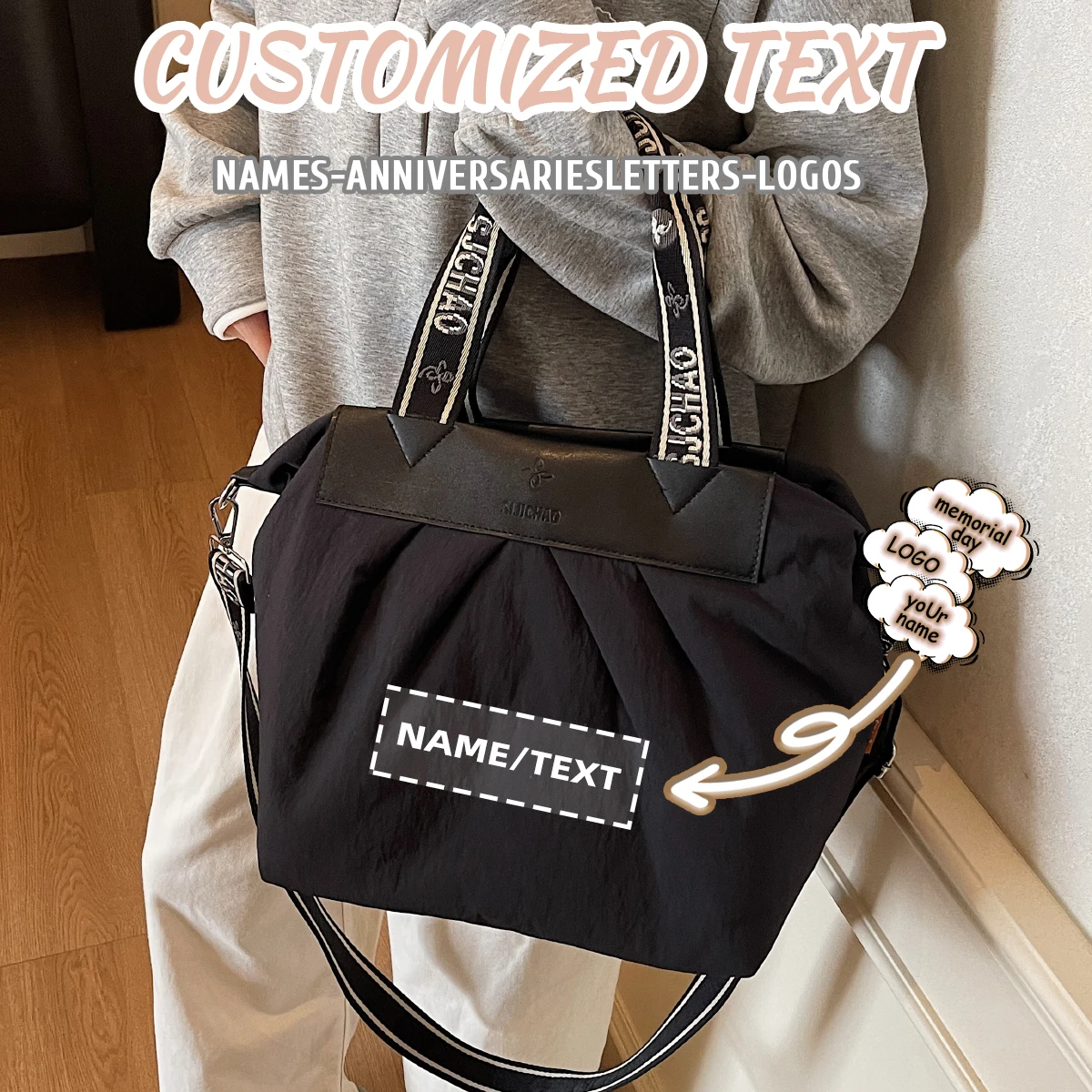 

Customized Logo Cloth Bucket Bag for Women,Niche Design Crossbody Bag,Popular Pleated Handbag, Trendy Exclusive DIY Shoulder Bag