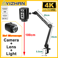 YIZHAN 3 In 1 Camera Lens Light Electron Video Microscope 4K 160X Adjustable Welding Camera IMX415 HDMI Type-C Repair Tools