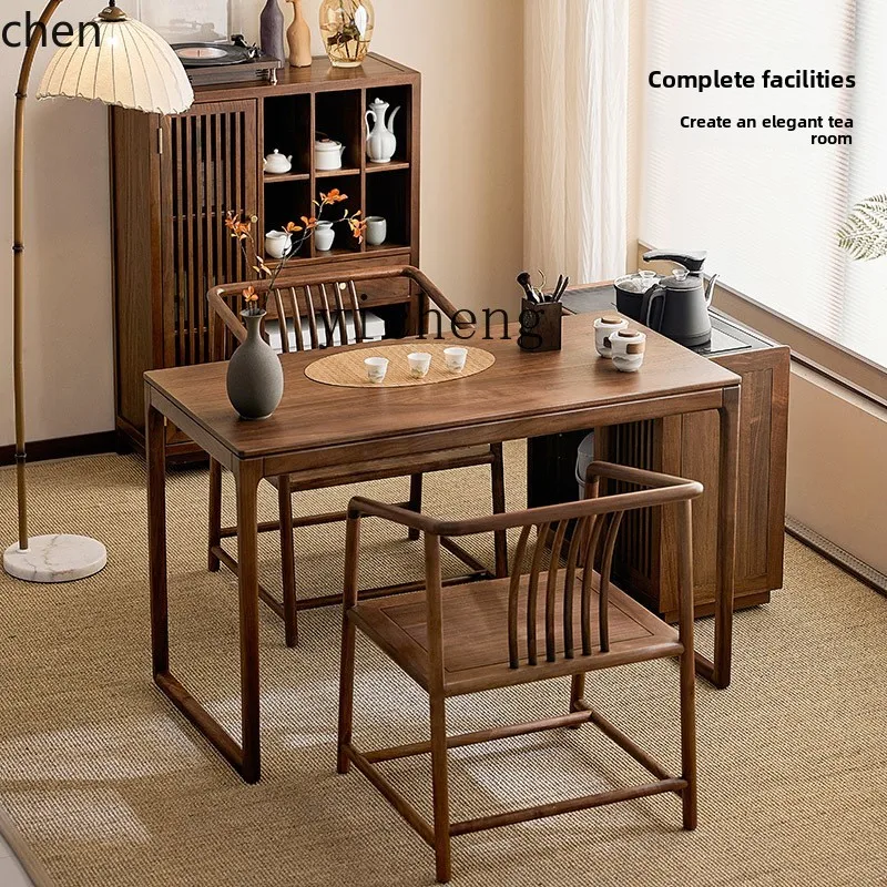 ZML North American Black Walnut Balcony Small Tea Table Solid Wood Tea Table Kung Fu Tea Table