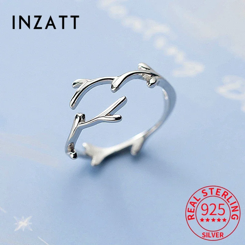 INZATT Real 925 Sterling Silver Irregular Branches Adjustable Ring For Fashion Woman Party Fine Jewelry Cute Accessories GIFT