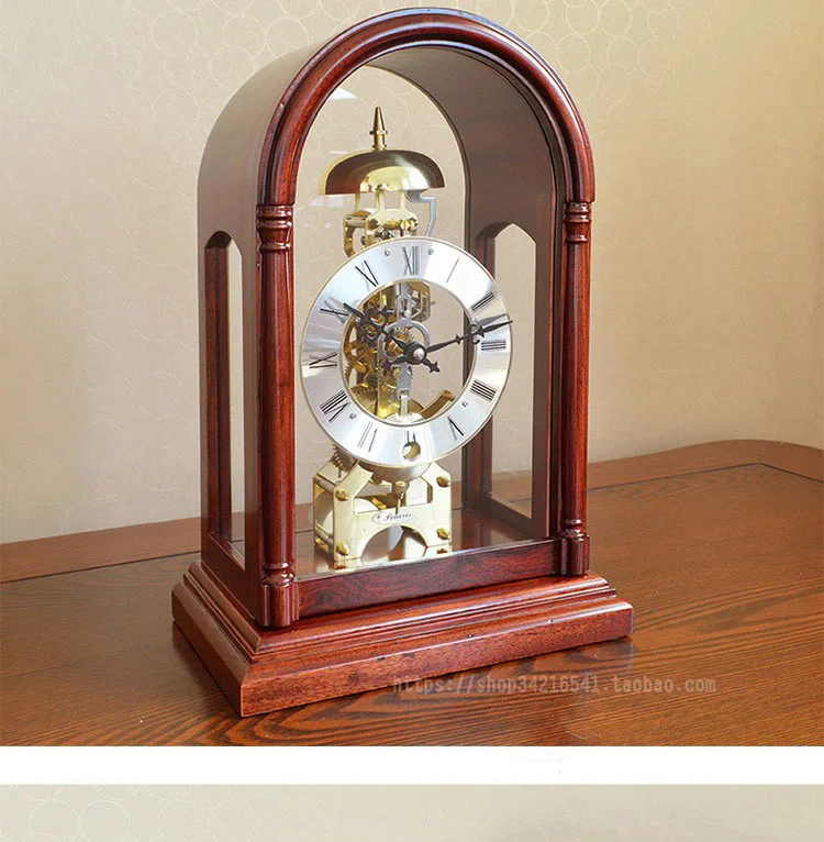 Solid wood old style clock, redwood creative retro mortise and tenon copper , European style mechanical charm luxury clock