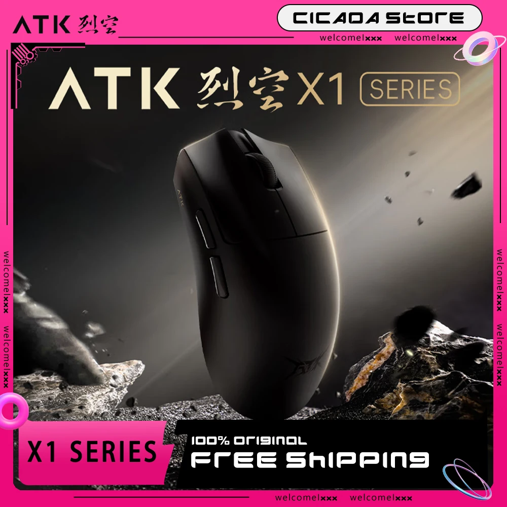 Atk X1 Pro Max Wireless Mouse X1 Ultra Bluetooth Mouse Lightweight 49g Paw3950/Ultra 8k 2 Mode Mouse Fps Office Gamer Mouse Gift