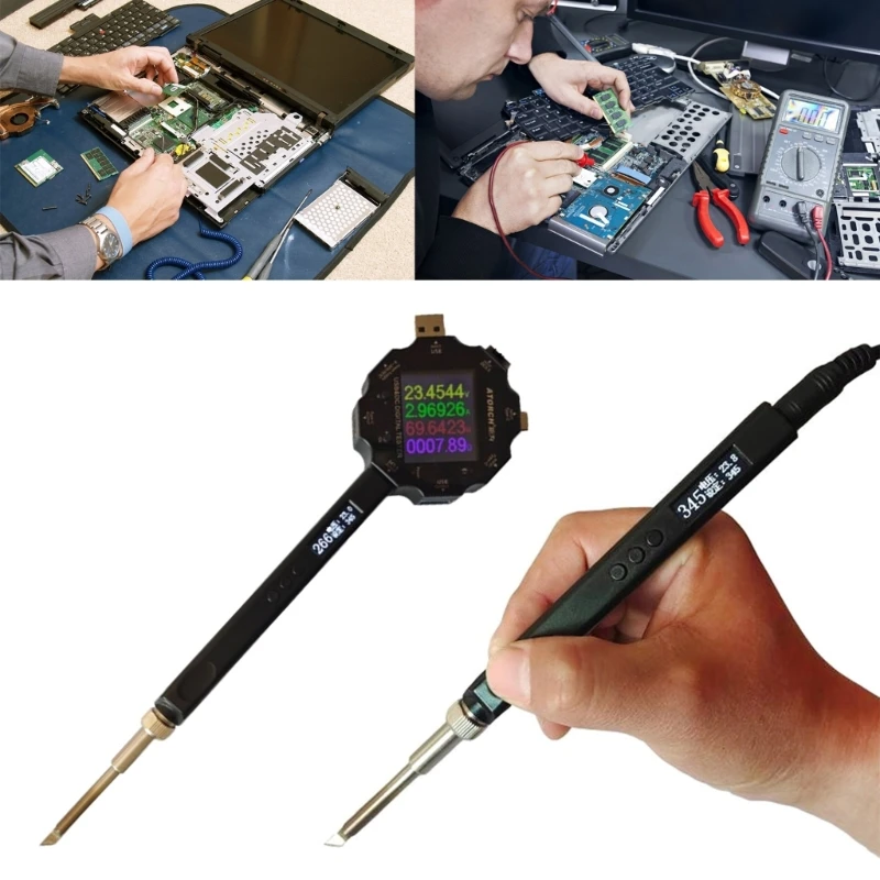 Mini Electric Soldering Iron Kit T12 Output Power 65W, Adjustable Temperature 200℃-450℃, Programmable, OLED Display