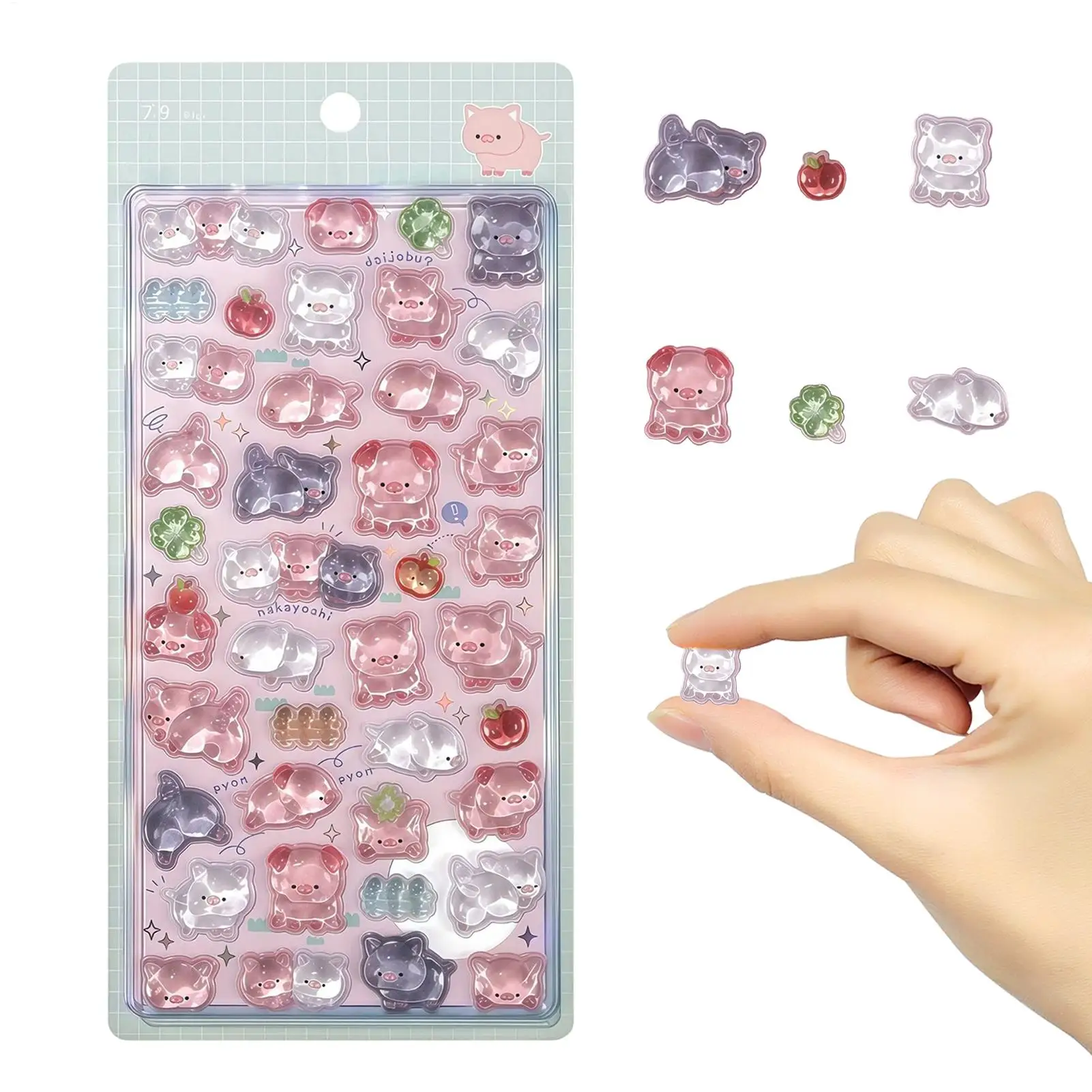 ثلاثية الأبعاد الإغاثة كريستال القط/خنزير الأطفال ملصقات الحيوان موضوع الراتنج الشارات لطيف الكرتون لتقوم بها بنفسك جراب هاتف ثلاثية الأبعاد الراتنج الصب ملصق #2