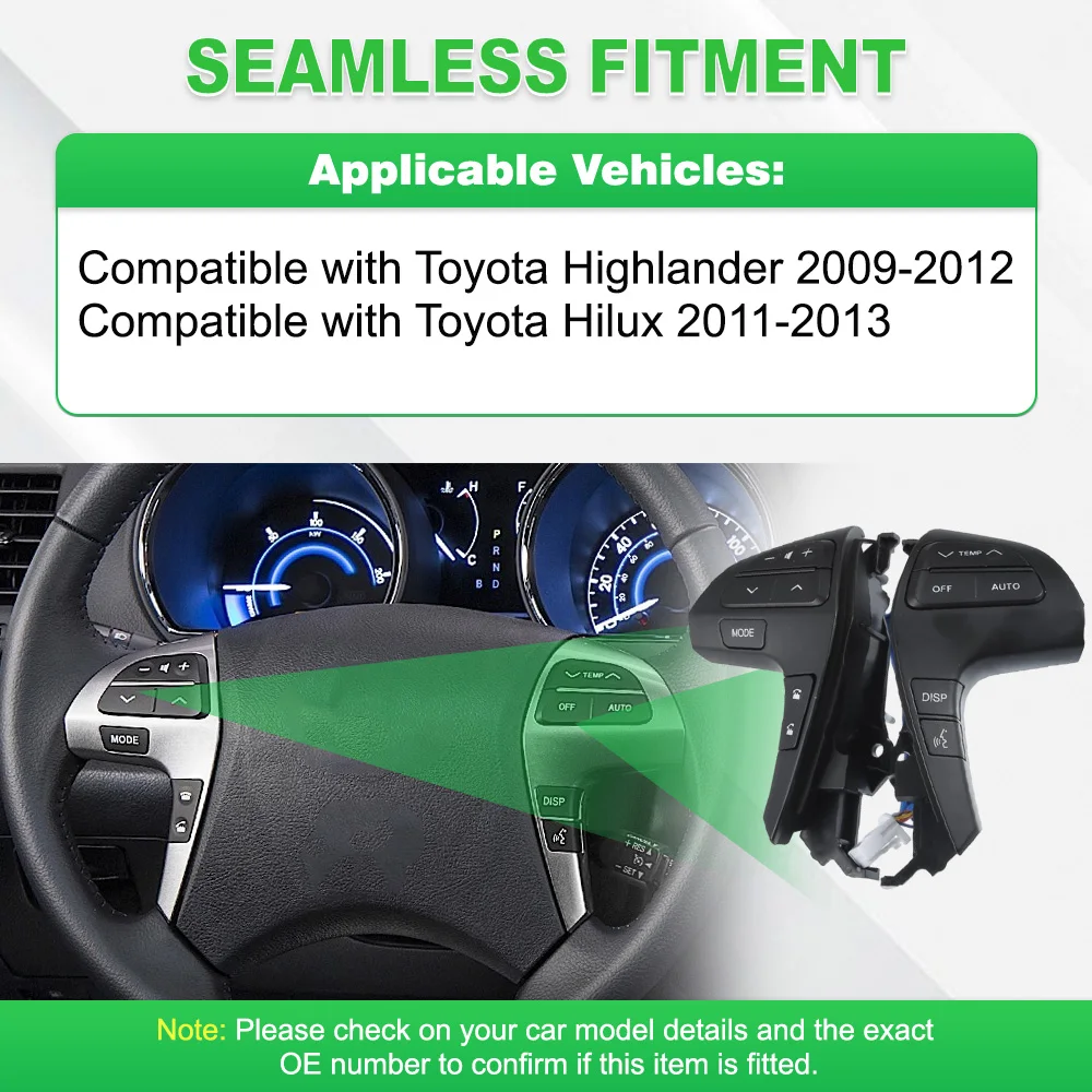 

84250-0E220 Auto Steering Wheel Audio Control Button Switch for Toyota Highlander 2009-2012 Hilux 2011-2013