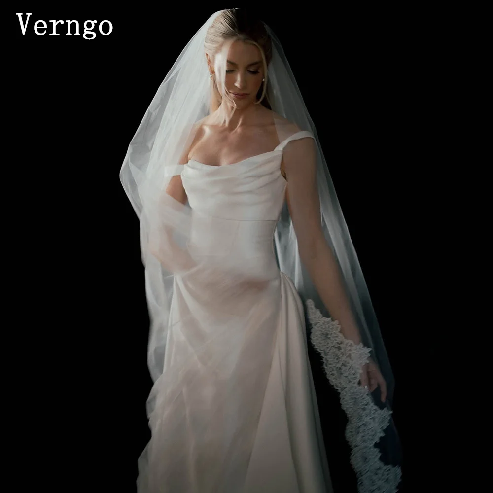 Verngo Elegant Mermaid Wedding Dress Off The Shoulder Sweap Train Bridal Gowns Women Romantic Prom Bride Dress Customized