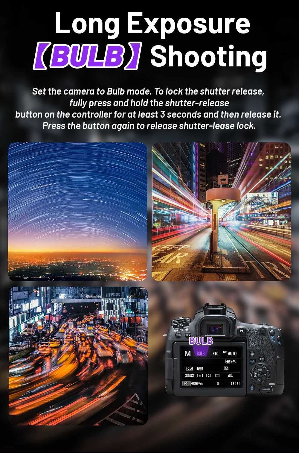 Zeitgesteuerte Sternenfotografie für Panasonic G97 GH7 S1IIE S1RII S1II; für Nikon Z7II Z6III Z5; für Canon R1, R5II, R10, 800D 70D – Detail 8