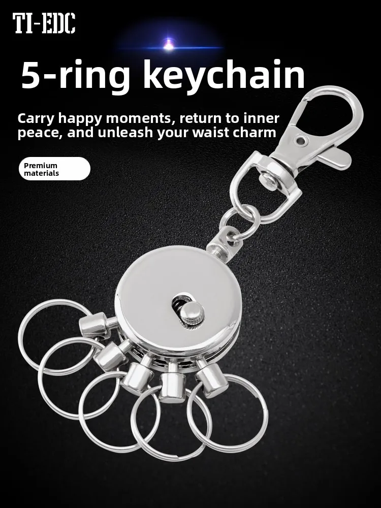 Zinc Alloy Car Key Ring with Lock Anti-Lost Separation Hook Loop Buckle Easy to Use Keychain Durable Leather Accessory