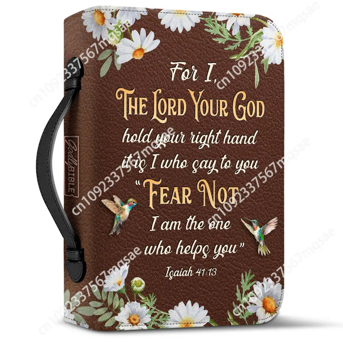 For I The Lord Your God Hold Your Right Hummingbird Print PU Leather Bible Cover Case for Women Study Book Holy Storage Boxes