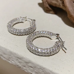 Huitan Fashion Luxury Small/Big Hoop Earrings for Women Silver Color/Gold Color Daily Wear Versatile Earrings Statement Jewelry