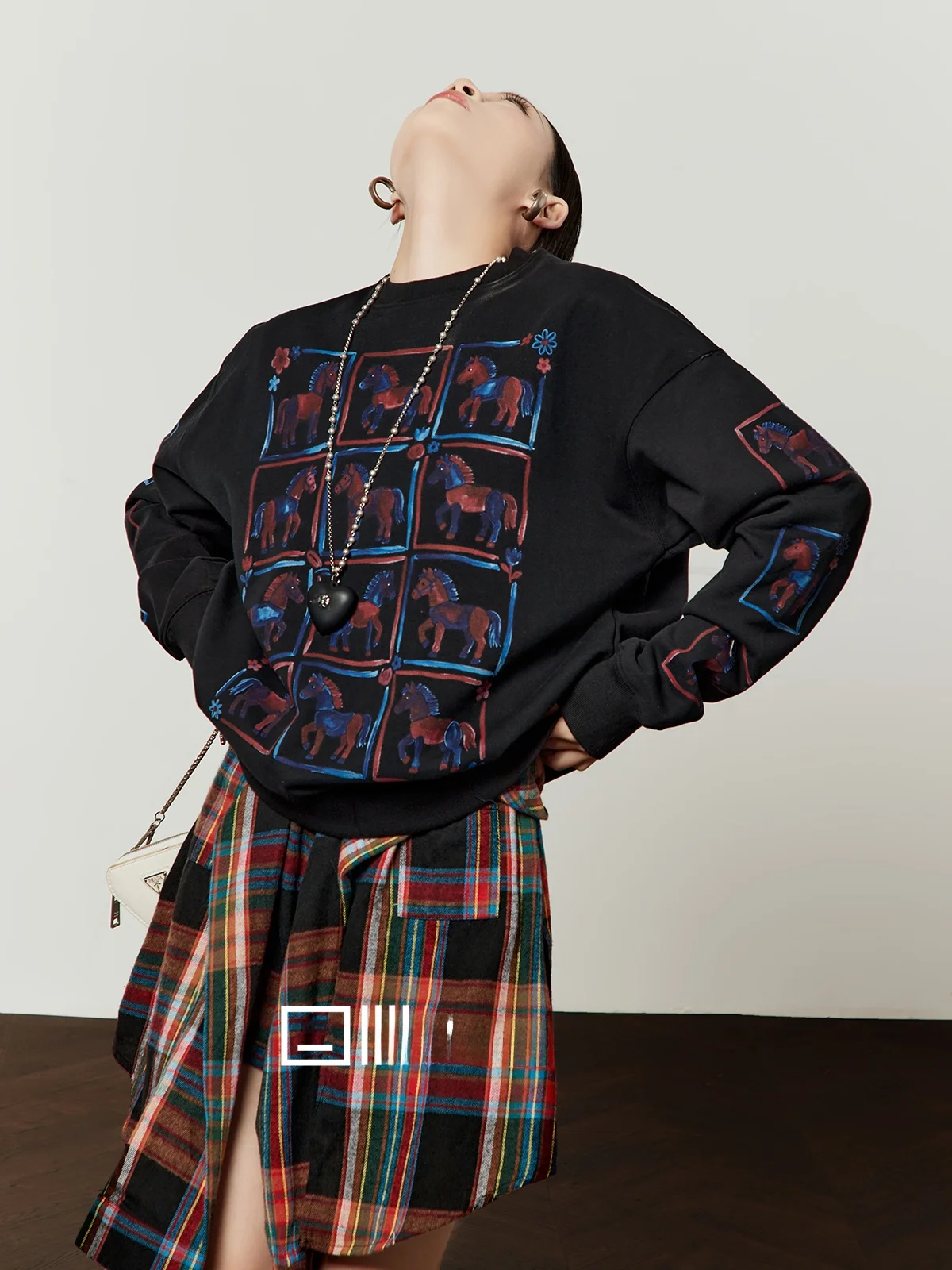 

Loose Fit round Ne Sweatirt Bla Red Blue Design Women's Spring New Sle Casual Comfortable Long Sve Top