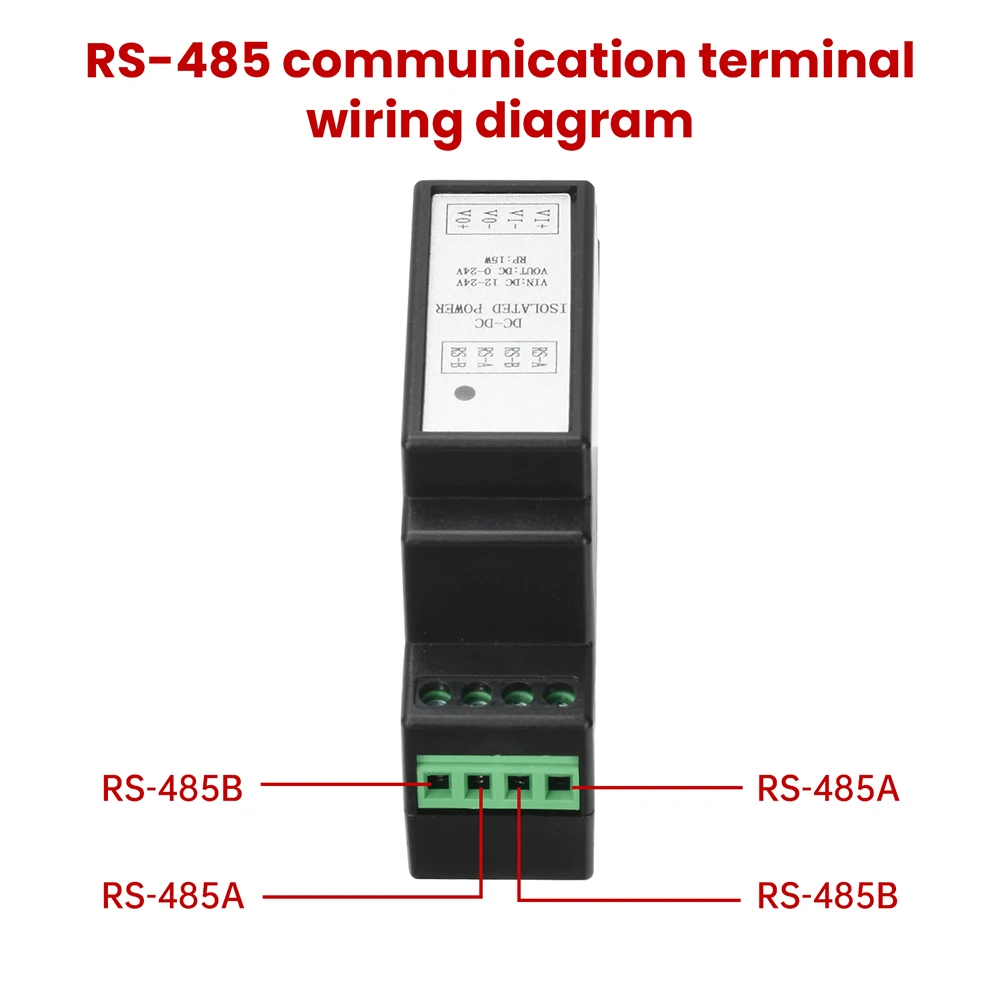 Fonte de alimentação ajustável isolada montada em trilho DC-DC trilho DIN DC12-24V a 0-24V com comunicação Modbus RS485