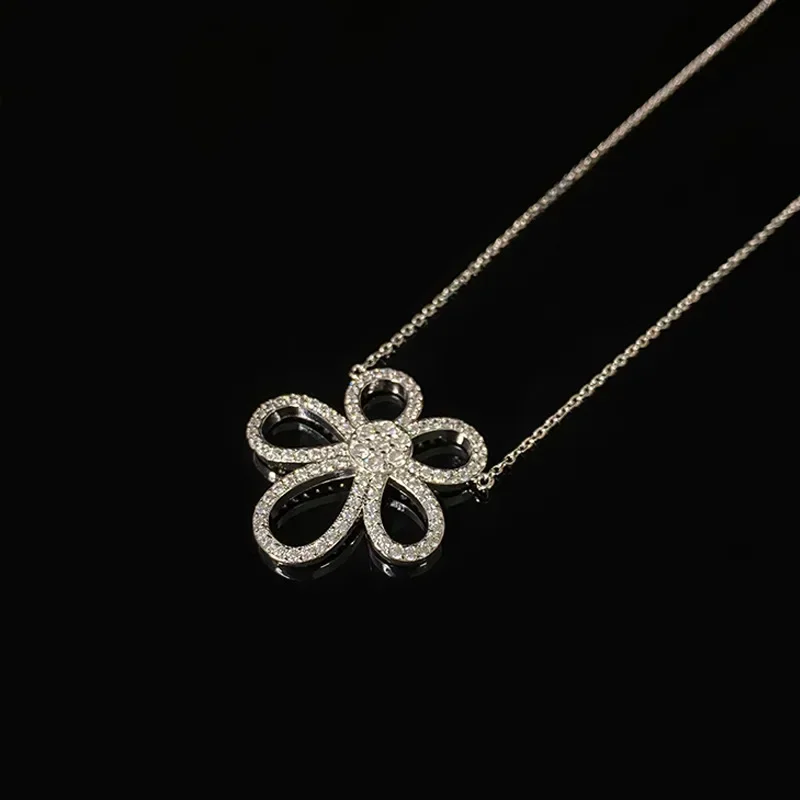 MDL Moissanit1 StyleLittle Red Book Sunflower Necklace Flower Petal Micro Set Full Diamonds Open Ring Earrings