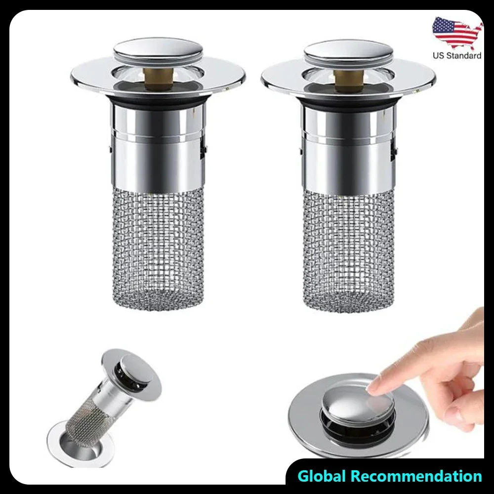 Essential para limpeza de banheiro! Filtro de drenagem de pia 3 em 1 de 2 pacotes + coletor de cabelo, cabe em drenos de 1-1,5 polegadas, anti-entupimento e prático ~