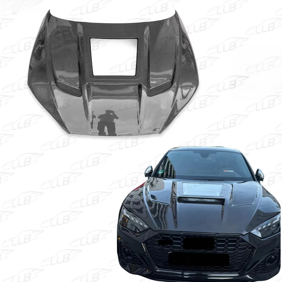 

For A5 S5 RS5 2017 + Carbon Fiber Transparent Engine Hood Body Kit with Glass