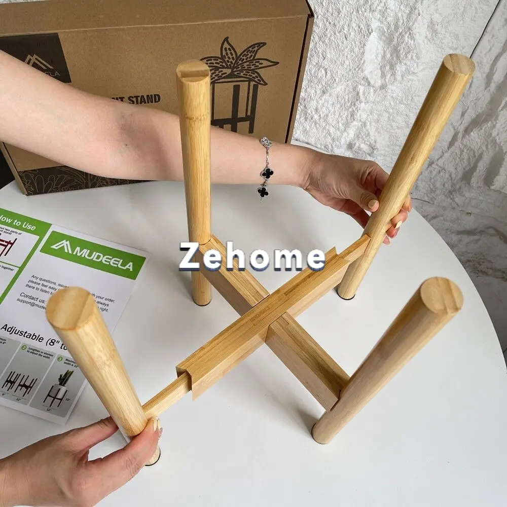 Multipurpose player! Natural bamboo and wood! Home gardening retractable bamboo flower stand Multifunctional kitchen